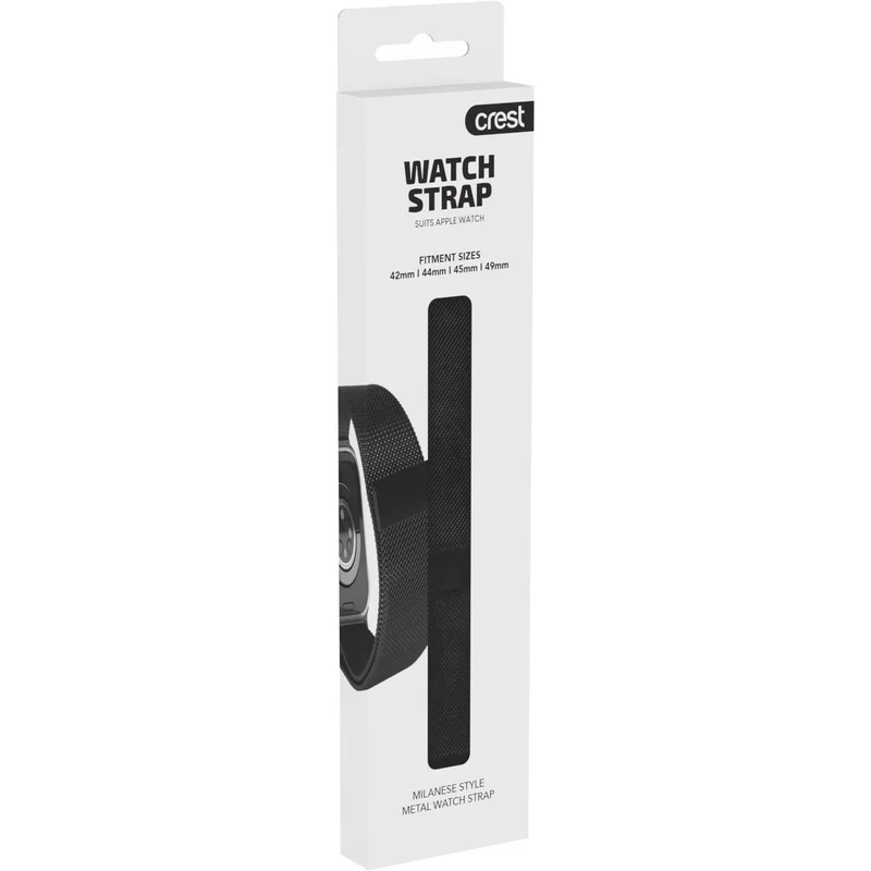 Crest Milanese Watch Strap for Apple Watch 42-49mm (Black)