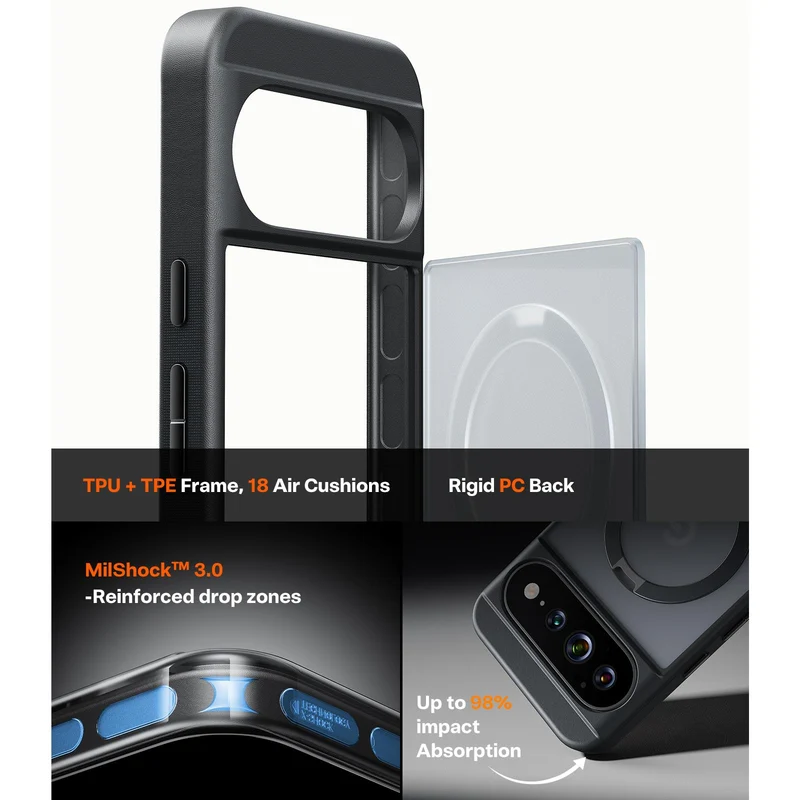 Torras Ostand Q3 Spin Case for Pixel 11 Pro (Black)