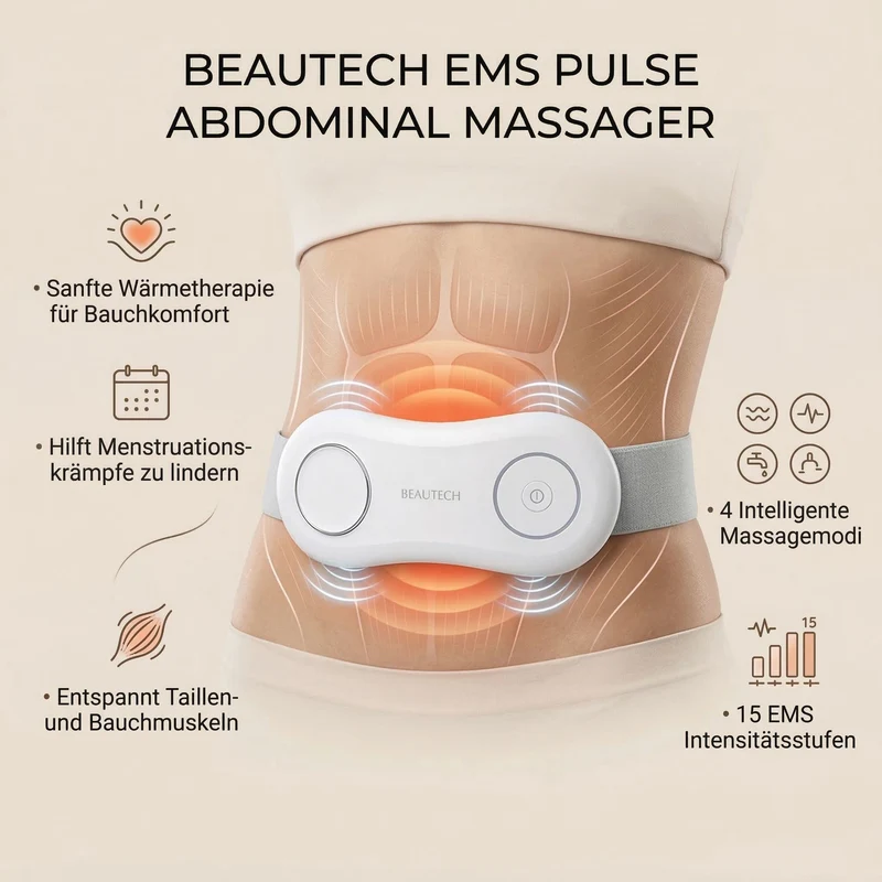 BEAUTECH EMS Bauchmassagegerät, wiederaufladbar, Weiß