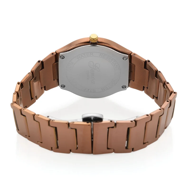 GENOA TIME V2 Uhr mit Japanischem VJ33 Quarzwerk, 36 mm, Zifferblatt mit Kristallen und Datumsanzeige, Armband aus Wolframstahl, 3 ATM wasserdicht, vergoldet