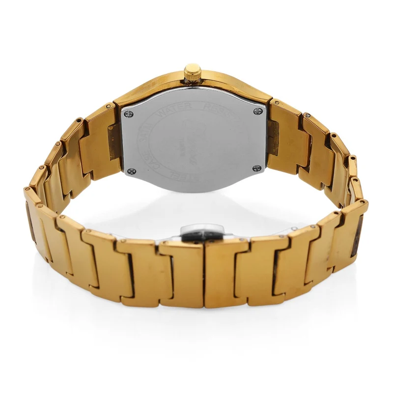 GENOA TIME V2 Uhr mit Japanischem VJ33 Quarzwerk, 36 mm, Zifferblatt mit Kristallen und Datumsanzeige, Armband aus Wolframstahl, 3 ATM wasserdicht, vergoldet