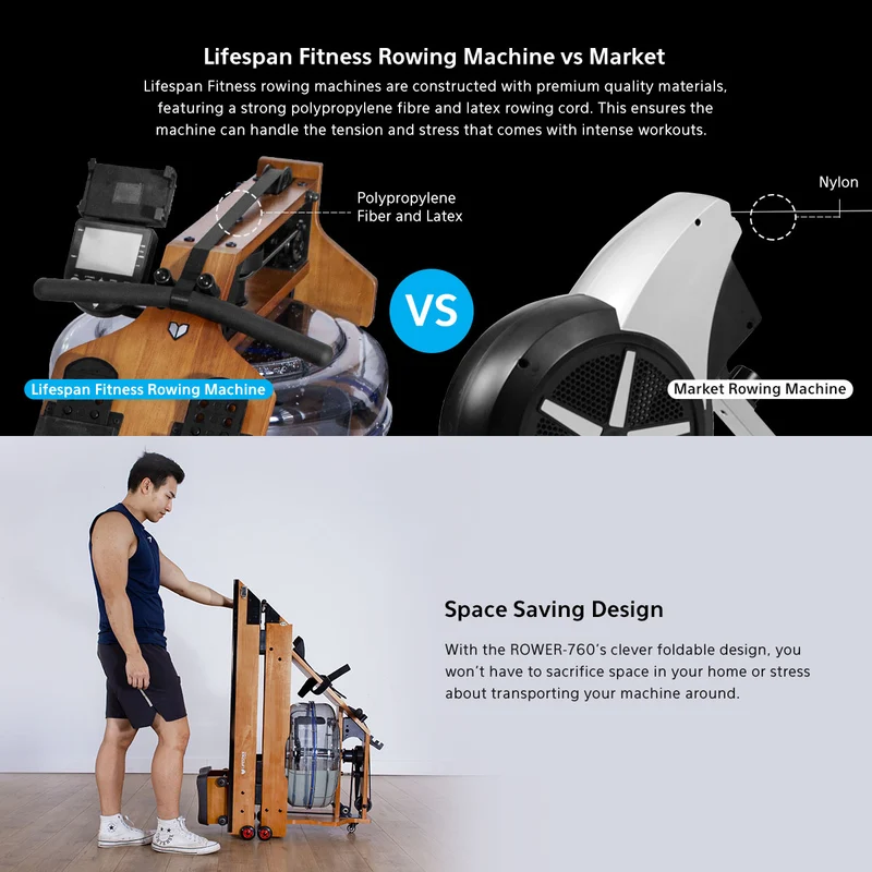 Lifespan Fitness ROWER-760 Water Resistance Foldable Rowing Machine