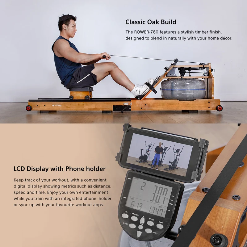 Lifespan Fitness ROWER-760 Water Resistance Foldable Rowing Machine