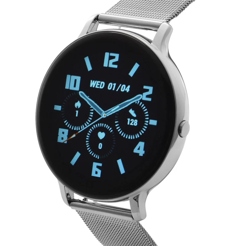 Eleganz Mesh HiWatch Plus, Silber und Gold, Smartwatch mit Dual-Modus Bluetooth, 1,28 IPS Display und Wassergeschütztes Design