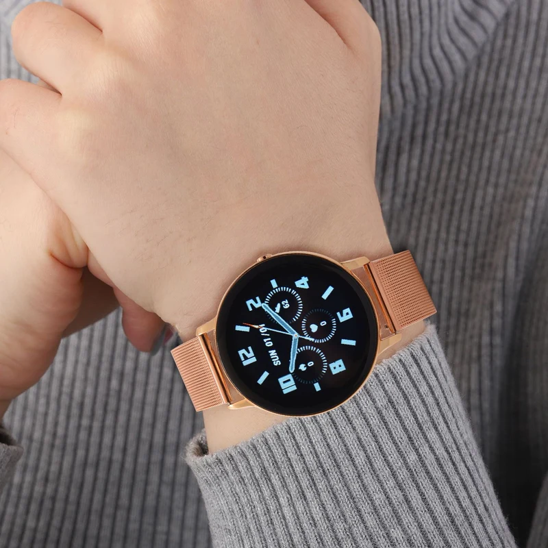 Eleganz Mesh HiWatch Plus, Silber und Gold, Smartwatch mit Dual-Modus Bluetooth, 1,28 IPS Display und Wassergeschütztes Design