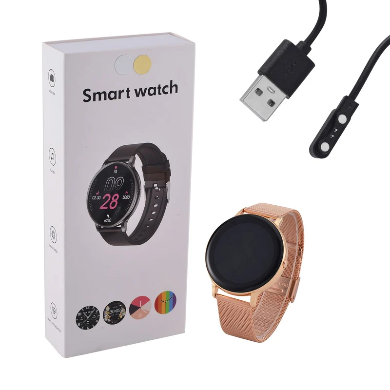 Eleganz Mesh HiWatch Plus, Silber und Gold, Smartwatch mit Dual-Modus Bluetooth, 1,28 IPS Display und Wassergeschütztes Design
