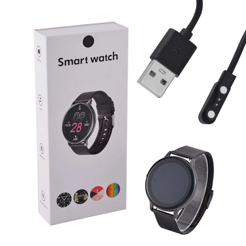 Eleganz Mesh HiWatch Plus, Silber und Gold, Smartwatch mit Dual-Modus Bluetooth, 1,28 IPS Display und Wassergeschütztes Design