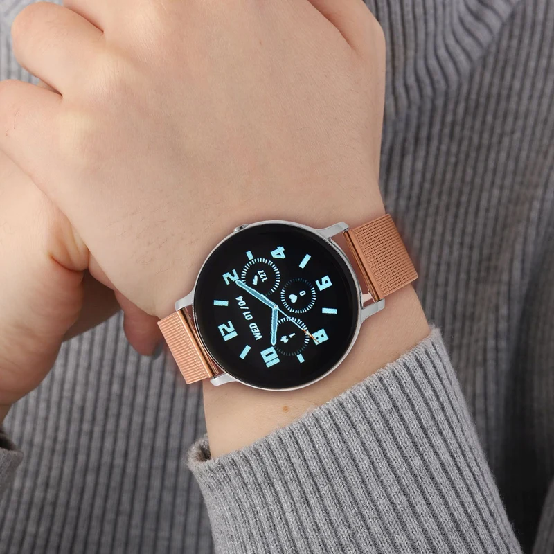 Eleganz Mesh HiWatch Plus, Silber und Gold, Smartwatch mit Dual-Modus Bluetooth, 1,28 IPS Display und Wassergeschütztes Design