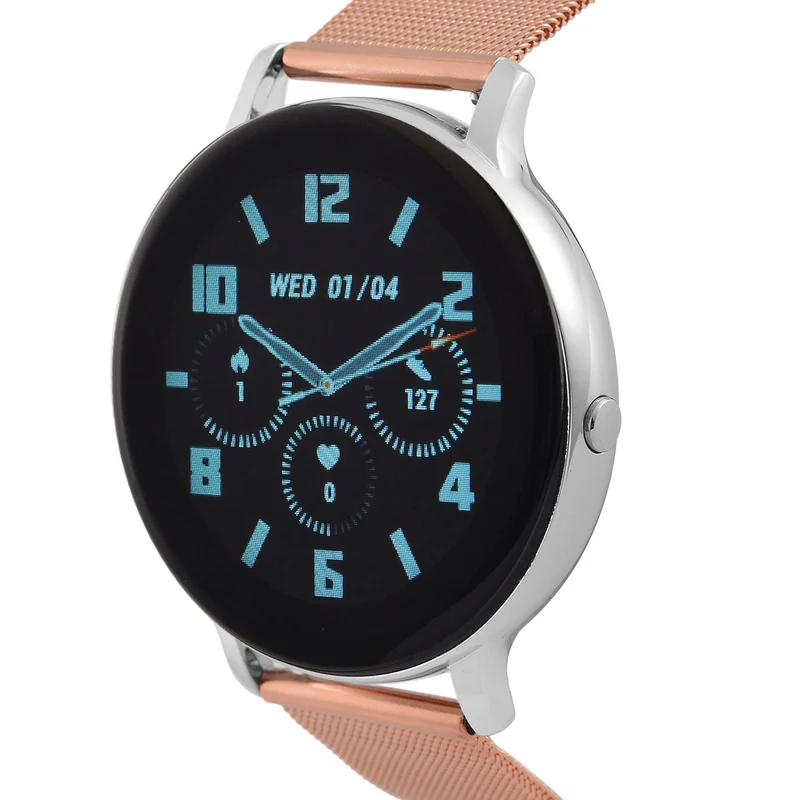 Eleganz Mesh HiWatch Plus, Silber und Gold, Smartwatch mit Dual-Modus Bluetooth, 1,28 IPS Display und Wassergeschütztes Design