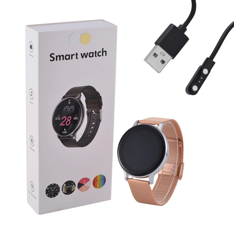 Eleganz Mesh HiWatch Plus, Silber und Gold, Smartwatch mit Dual-Modus Bluetooth, 1,28 IPS Display und Wassergeschütztes Design