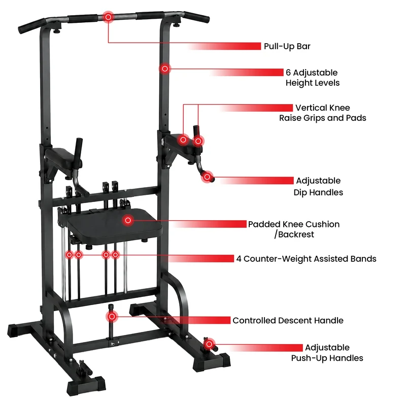 Powertrain Pull-Up and Dip Power Tower Multifunction Strength Training Station