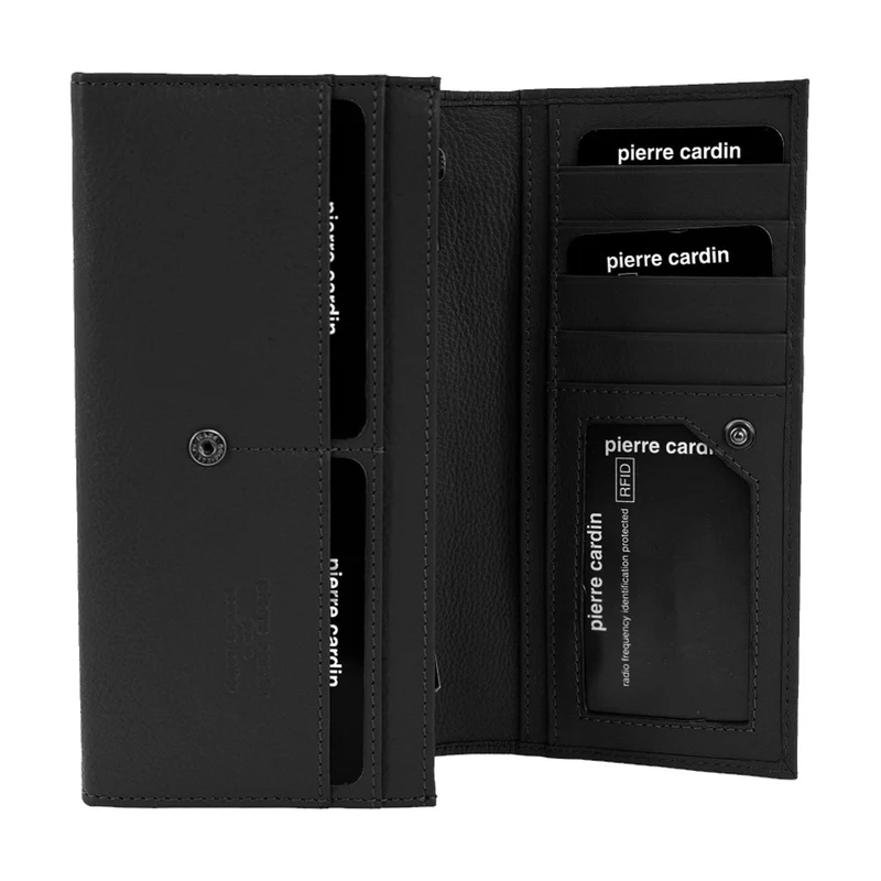 Pierre Cardin Women's Rustic Leather Protected RFID Wallet 19cm Black