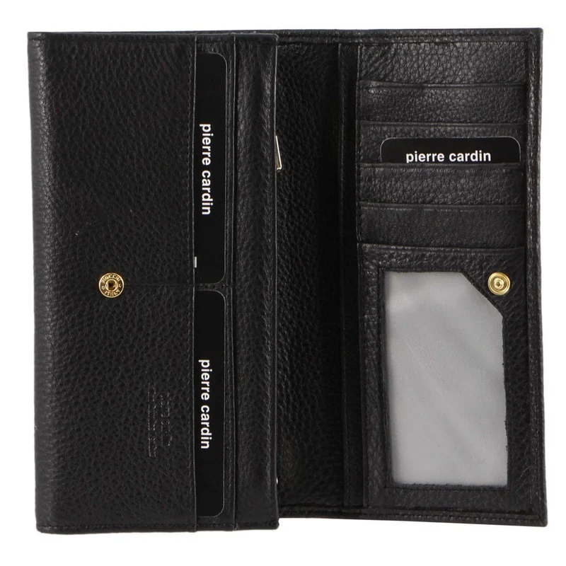 Pierre Cardin Women's Rustic Leather Protected RFID Wallet 19cm Black