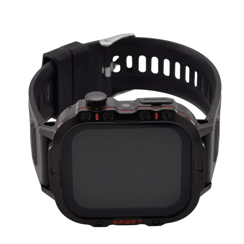 H19 Smartwatch, 2.01 Zoll HD-Display, Schwarzes Silikonarmband