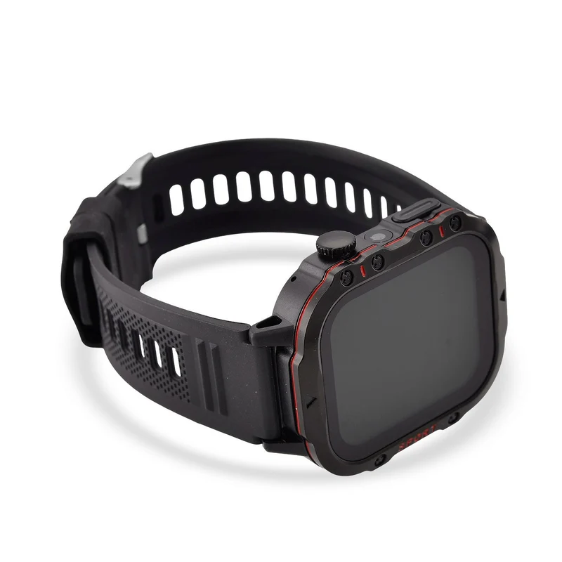 H19 Smartwatch, 2.01 Zoll HD-Display, Schwarzes Silikonarmband
