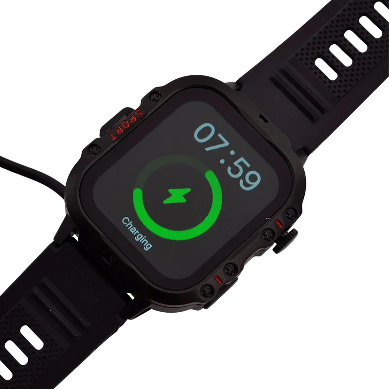 H19 Smartwatch, 2.01 Zoll HD-Display, Schwarzes Silikonarmband