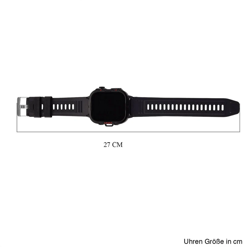 H19 Smartwatch, 2.01 Zoll HD-Display, Schwarzes Silikonarmband