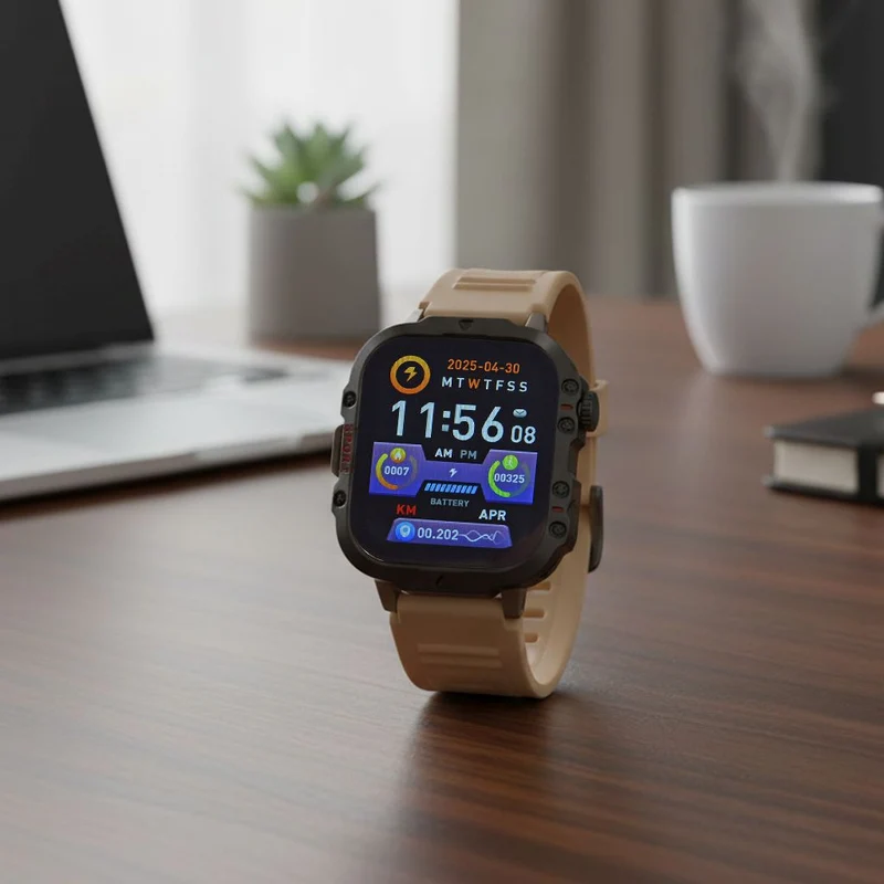 H19 Smartwatch, 2.01 Zoll HD-Display, Schwarzes Silikonarmband