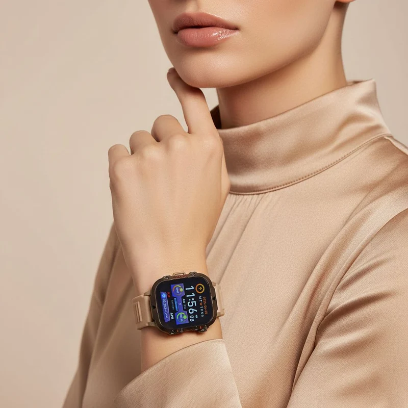 H19 Smartwatch, 2.01 Zoll HD-Display, Schwarzes Silikonarmband