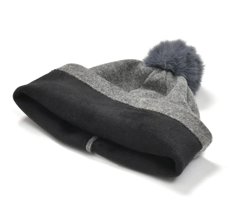 LA MAREY - 2er-Set Elegante Kaschmir Mützen und Handschuhen mit Mikroplüsch Futter, Marineblau