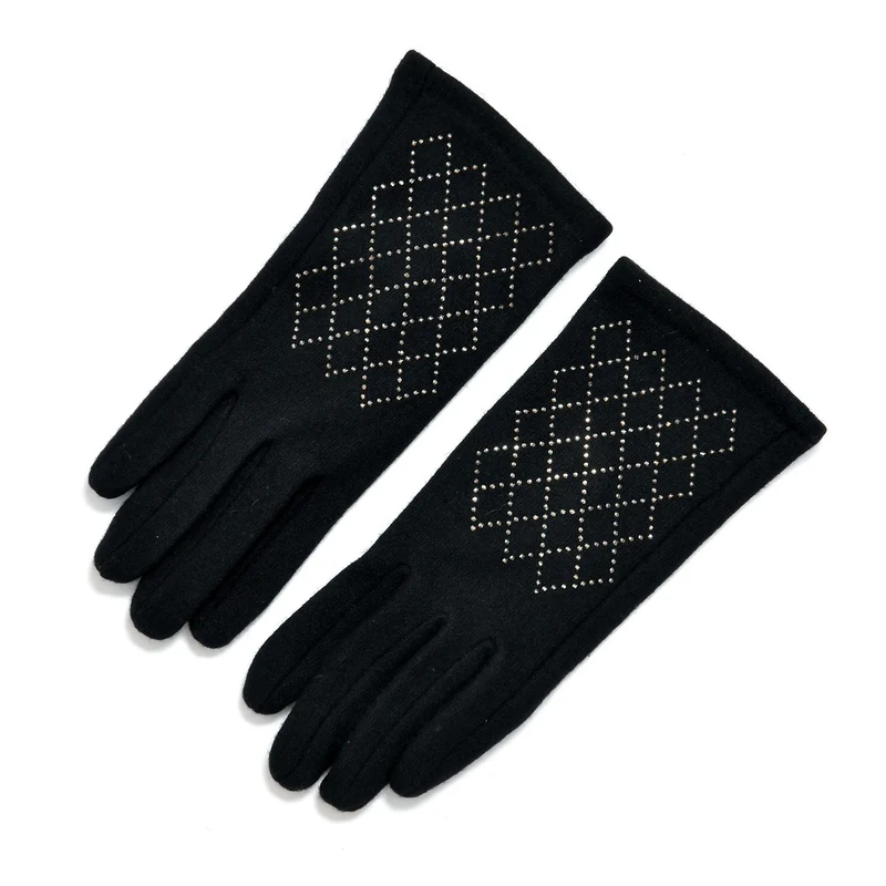 LA MAREY - 2er-Set Elegante Kaschmir Mützen und Handschuhen mit Mikroplüsch Futter, Marineblau