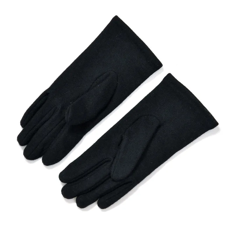 LA MAREY - 2er-Set Elegante Kaschmir Mützen und Handschuhen mit Mikroplüsch Futter, Marineblau