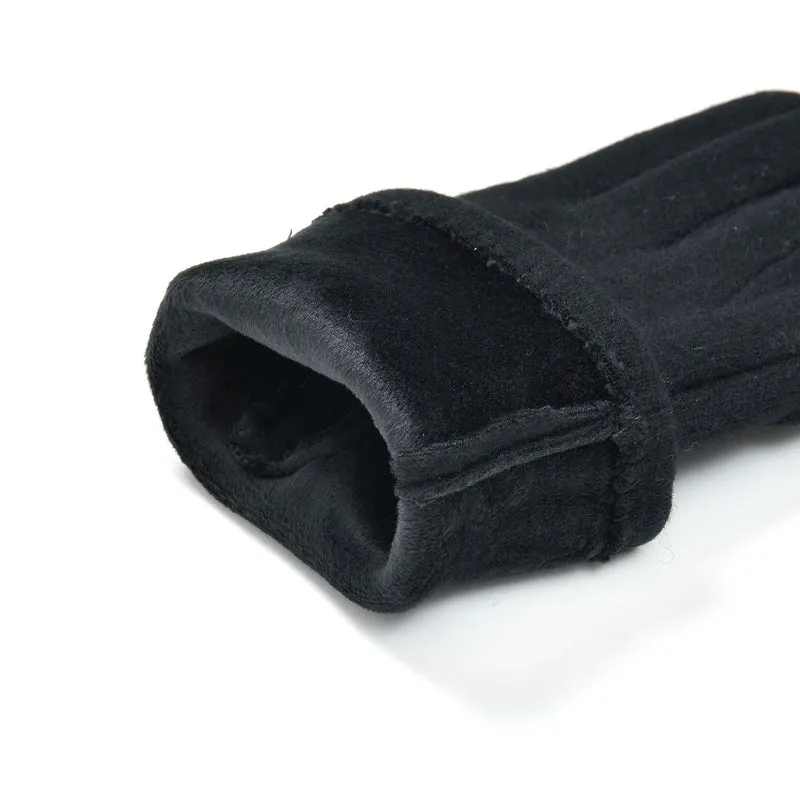 LA MAREY - 2er-Set Elegante Kaschmir Mützen und Handschuhen mit Mikroplüsch Futter, Marineblau
