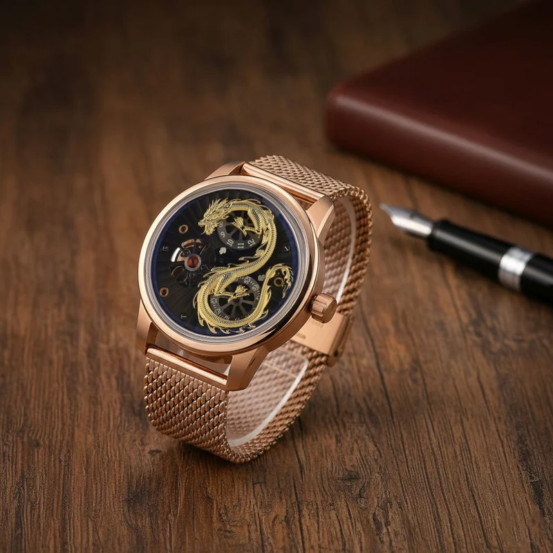 WILLIAM HUNT LIMITIERTE EDITION - Drachen Uhr Seiko Automatik Uhrwerk, 21 Jeweils, Saphir Mineralglas, 5 ATM Wasserdicht, 316L Edelstahl