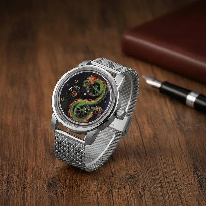 WILLIAM HUNT LIMITIERTE EDITION - Drachen Uhr Seiko Automatik Uhrwerk, 21 Jeweils, Saphir Mineralglas, 5 ATM Wasserdicht, 316L Edelstahl