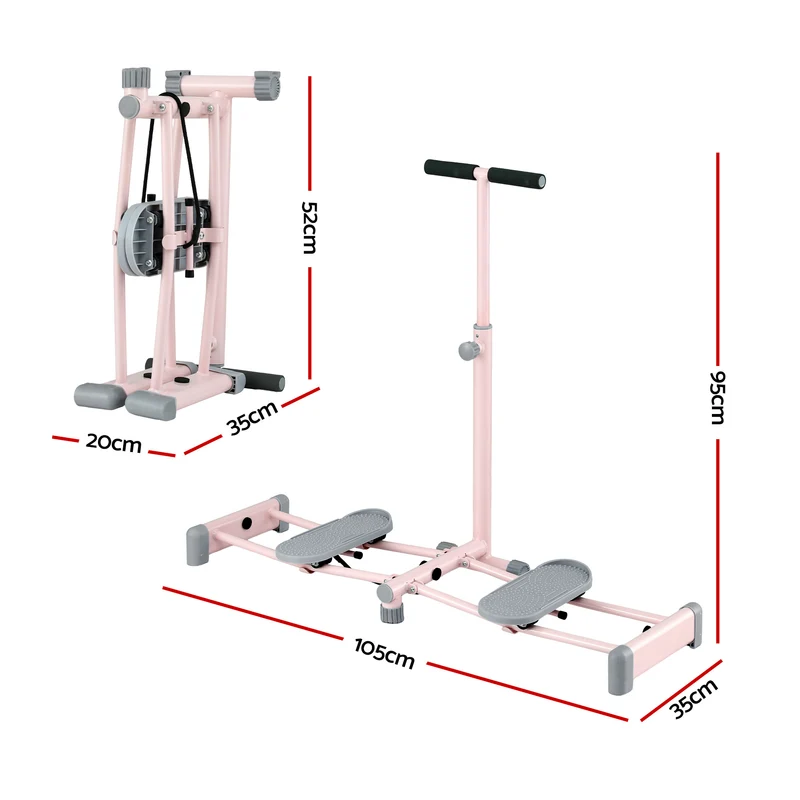Everfit Foldable Ski Exercise Machine Leg Thigh Trainer Home Fitness Cardio Pink 105cmx95cm