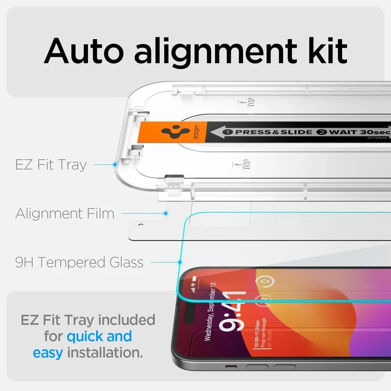 SPIGEN EZ Fit 2PCS Glass Screen Protector for iPhone 16 Plus/15 Plus (Clear)