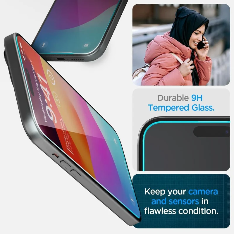 SPIGEN EZ Fit 2PCS Glass Screen Protector for iPhone 16 Plus/15 Plus (Clear)