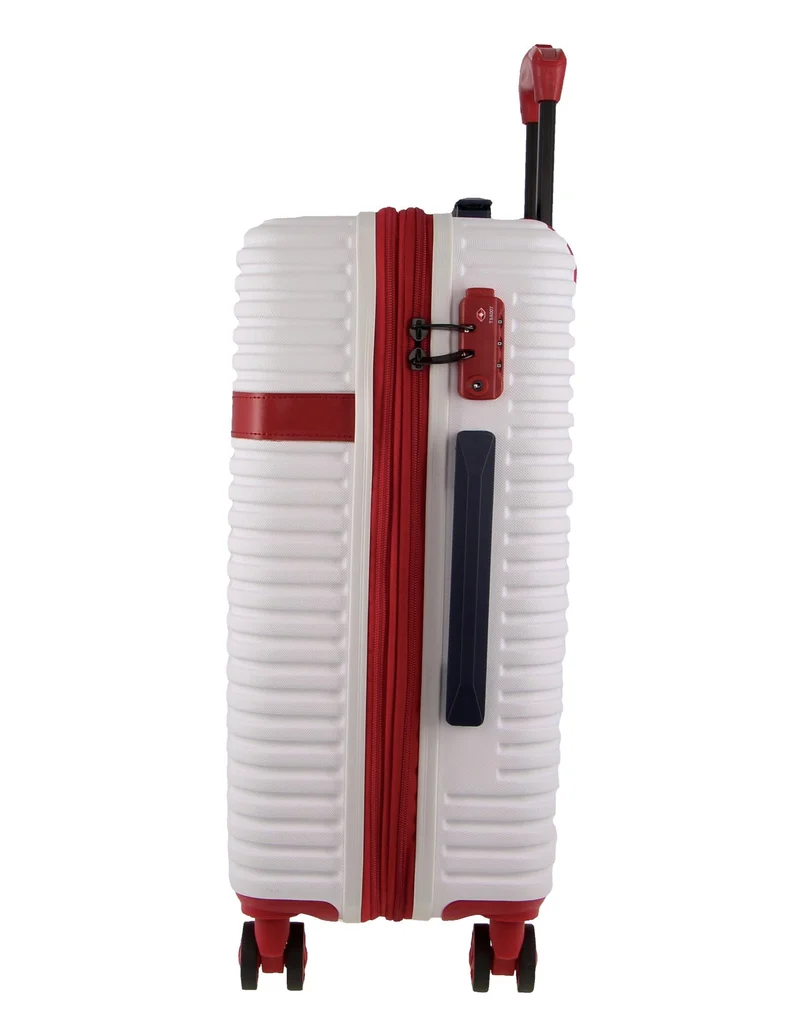 GAP Hard-Shell Suitcase 4 Wheel Hidden Pocket Cabin Luggage 56cm White
