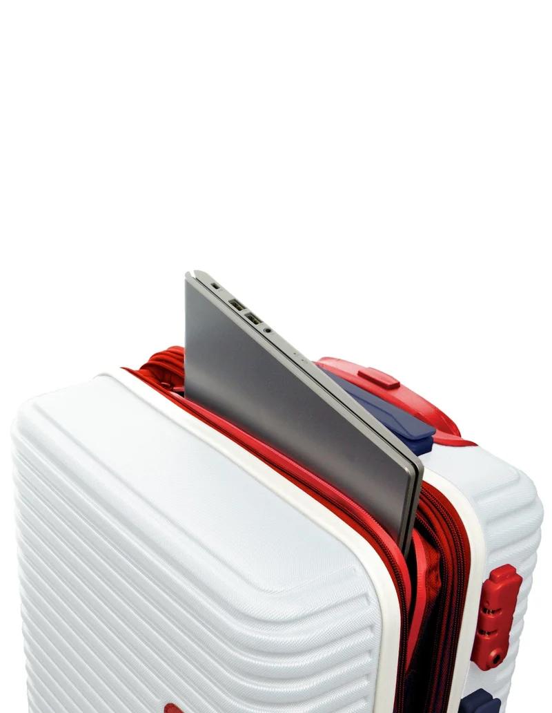 GAP Hard-Shell Suitcase 4 Wheel Hidden Pocket Cabin Luggage 56cm White