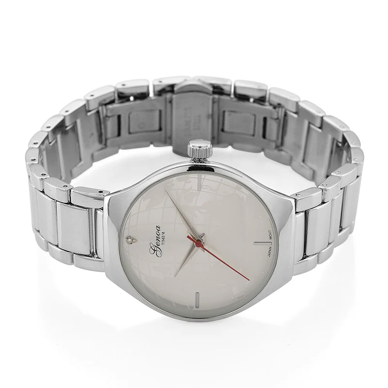 GENOA - Weißer Diamant Uhr mit Japanisches Uhrwerk, 3 ATM Wasserdicht, 316L Edelstahl, Silber