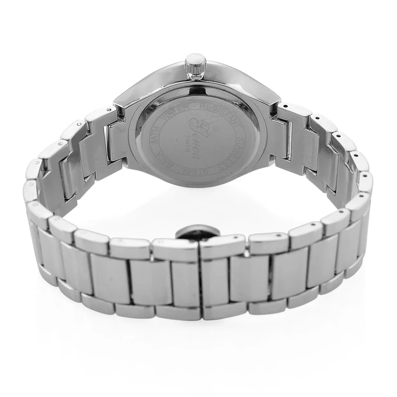 GENOA - Weißer Diamant Uhr mit Japanisches Uhrwerk, 3 ATM Wasserdicht, 316L Edelstahl, Silber