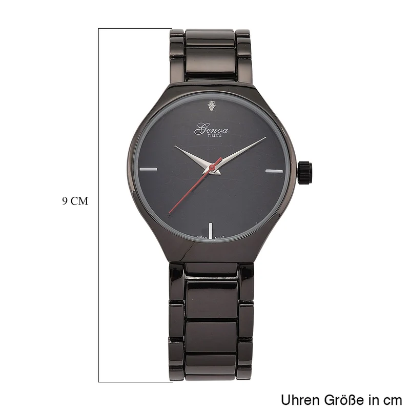 GENOA - Weißer Diamant Uhr mit Japanisches Uhrwerk, 3 ATM Wasserdicht, 316L Edelstahl, Silber