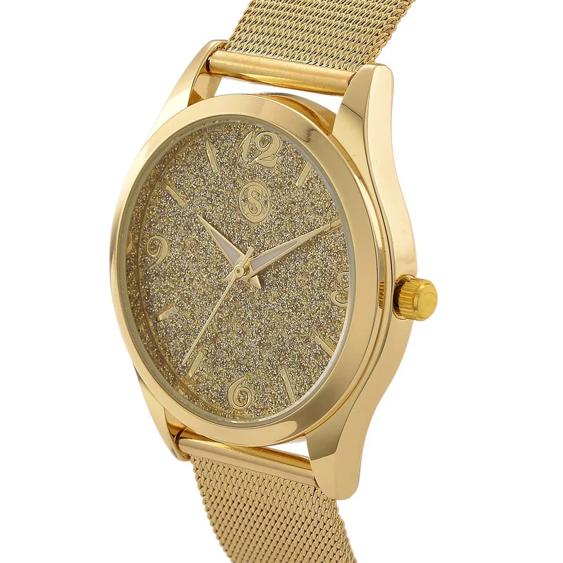 STRADA Stardust Dial Uhr mit japanischem Uhrwerk und roségoldfarbenem 316L Edelstahl -Mesh-Armband