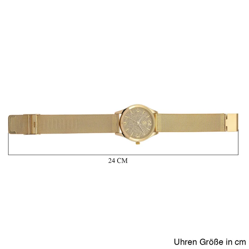 STRADA Stardust Dial Uhr mit japanischem Uhrwerk und roségoldfarbenem 316L Edelstahl -Mesh-Armband
