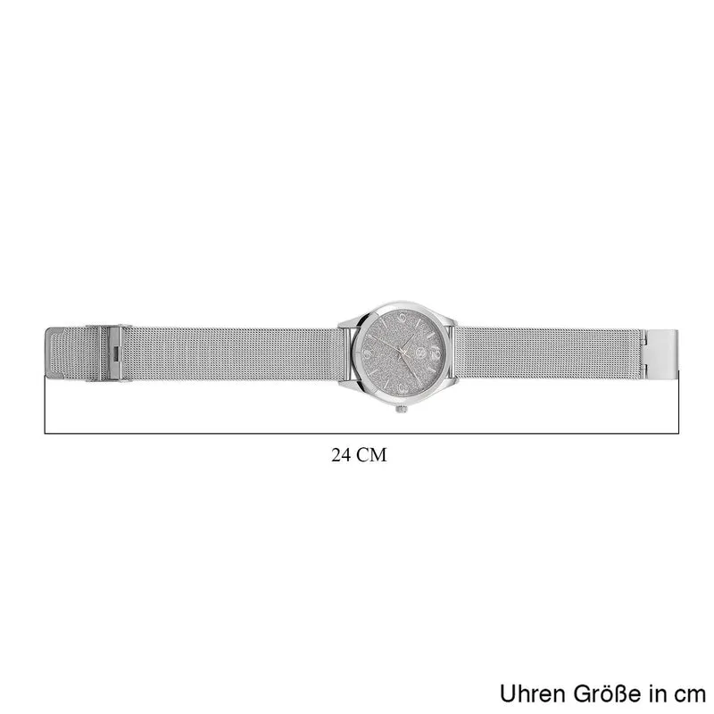 STRADA Stardust Dial Uhr mit japanischem Uhrwerk und roségoldfarbenem 316L Edelstahl -Mesh-Armband