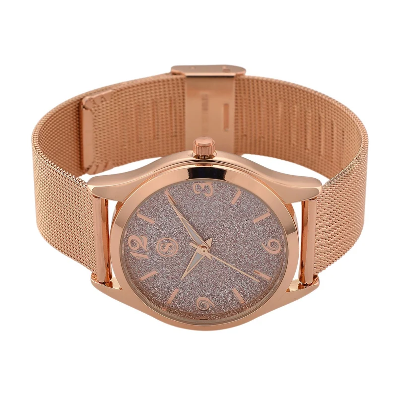STRADA Stardust Dial Uhr mit japanischem Uhrwerk und roségoldfarbenem 316L Edelstahl -Mesh-Armband