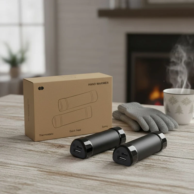 2 in 1 Magnetischer Handwärmer und Powerbank, 2 x 4000 mAh, 3 Heizstufen, 11 x 6 cm, 255 g, ABS Aluminiumlegierung, Silber