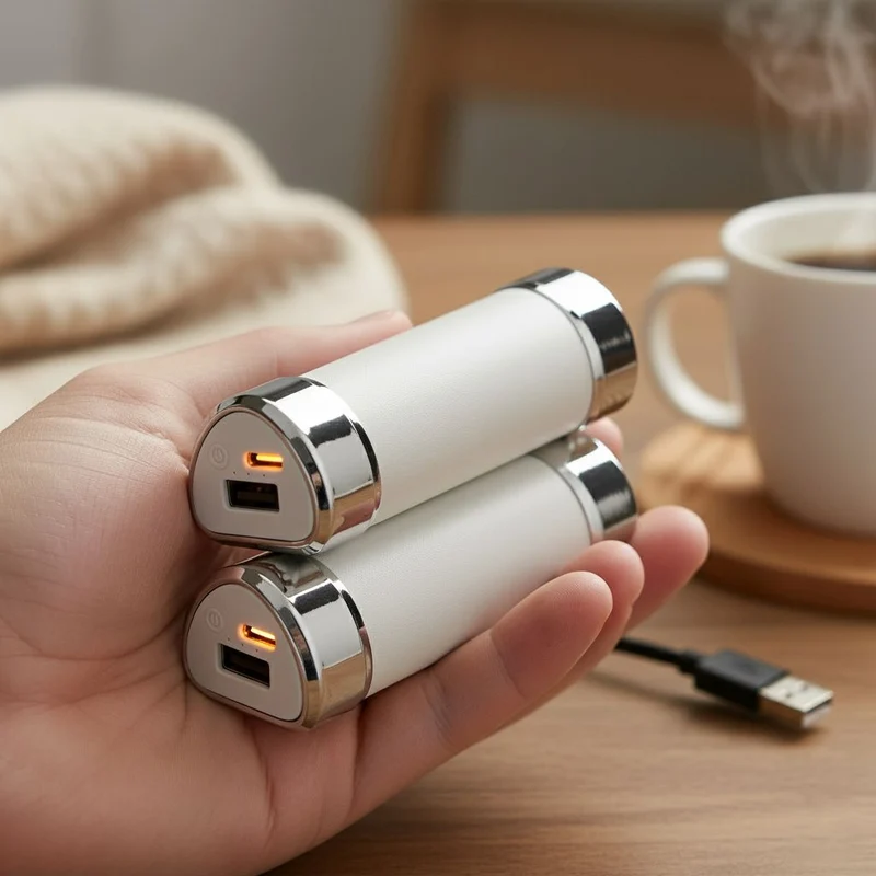 2 in 1 Magnetischer Handwärmer und Powerbank, 2 x 4000 mAh, 3 Heizstufen, 11 x 6 cm, 255 g, ABS Aluminiumlegierung, Silber