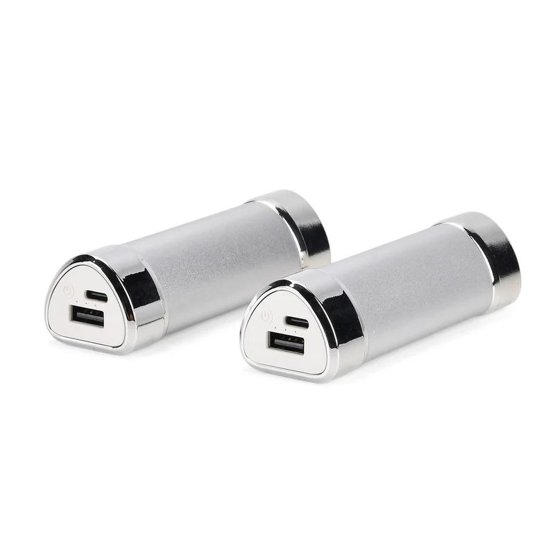 2 in 1 Magnetischer Handwärmer und Powerbank, 2 x 4000 mAh, 3 Heizstufen, 11 x 6 cm, 255 g, ABS Aluminiumlegierung, Silber