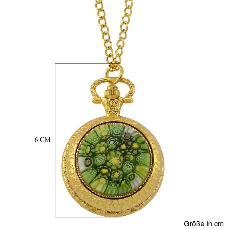 EXKLUSIVES ANGEBOT STRADA SPINNING Uhr Grünes Murano-Stil Glas mit Japanisches Uhrwerk 91.4 cm