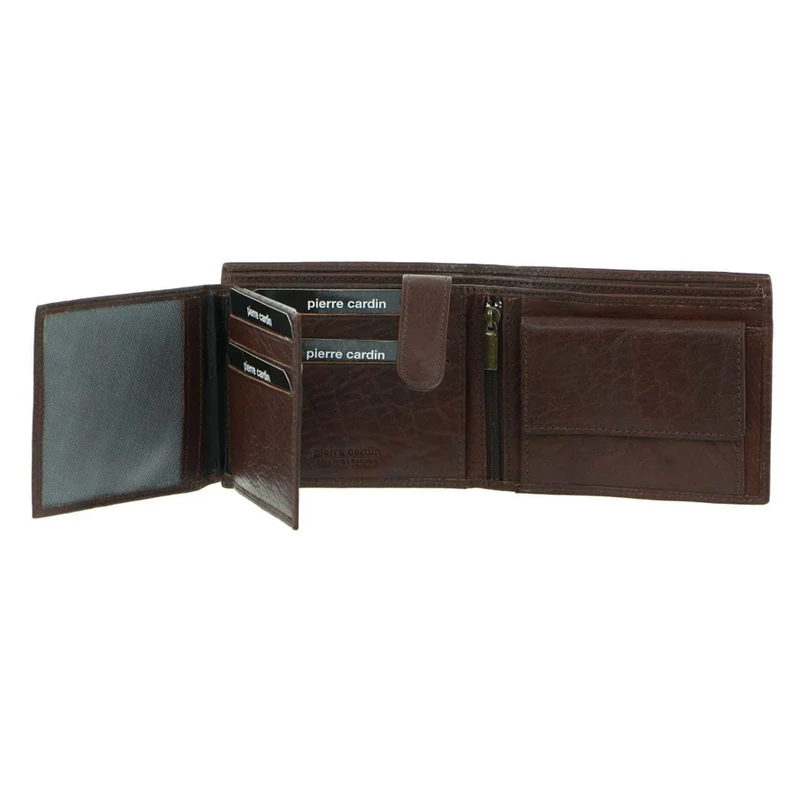 Pierre Cardin Men's Leather Tri-Fold RFID Protected Wallet 12cm Brown