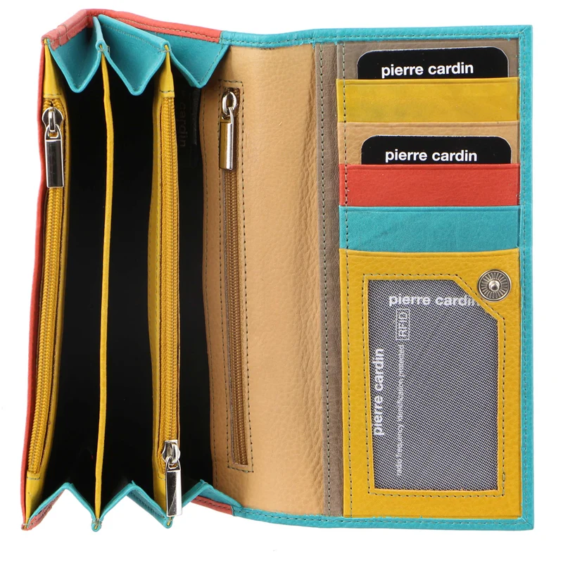 Pierre Cardin Women's Multi Colour Leather Tri-Fold Wallet 14cm Turquoise