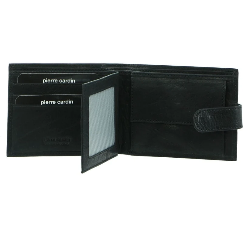 Pierre Cardin Men's Rustic Leather Bi-Fold Cash/Card Wallet Black