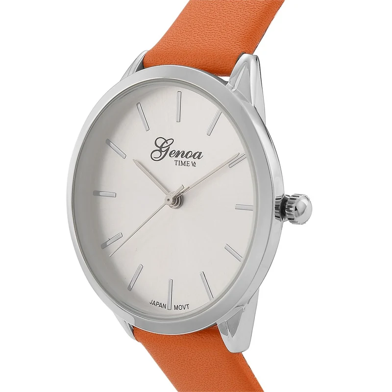 GENOA TIME V2 - Quarzuhr mit japanischem PC21S Werk, weißem Zifferblatt und grünem Lederarmband, goldfarbenem Gehäuse, 3 ATM wasserdicht