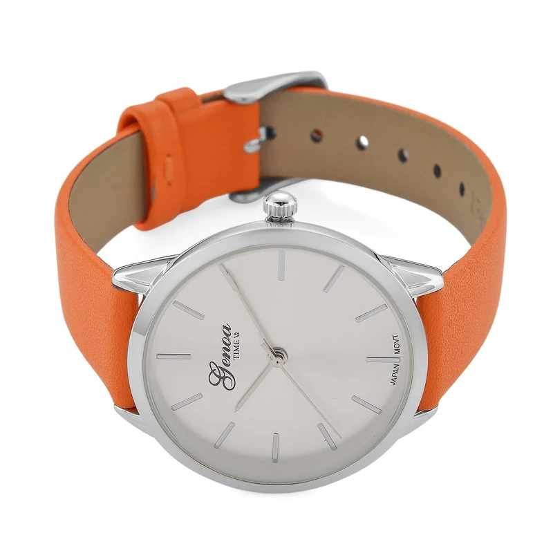 GENOA TIME V2 - Quarzuhr mit japanischem PC21S Werk, weißem Zifferblatt und grünem Lederarmband, goldfarbenem Gehäuse, 3 ATM wasserdicht